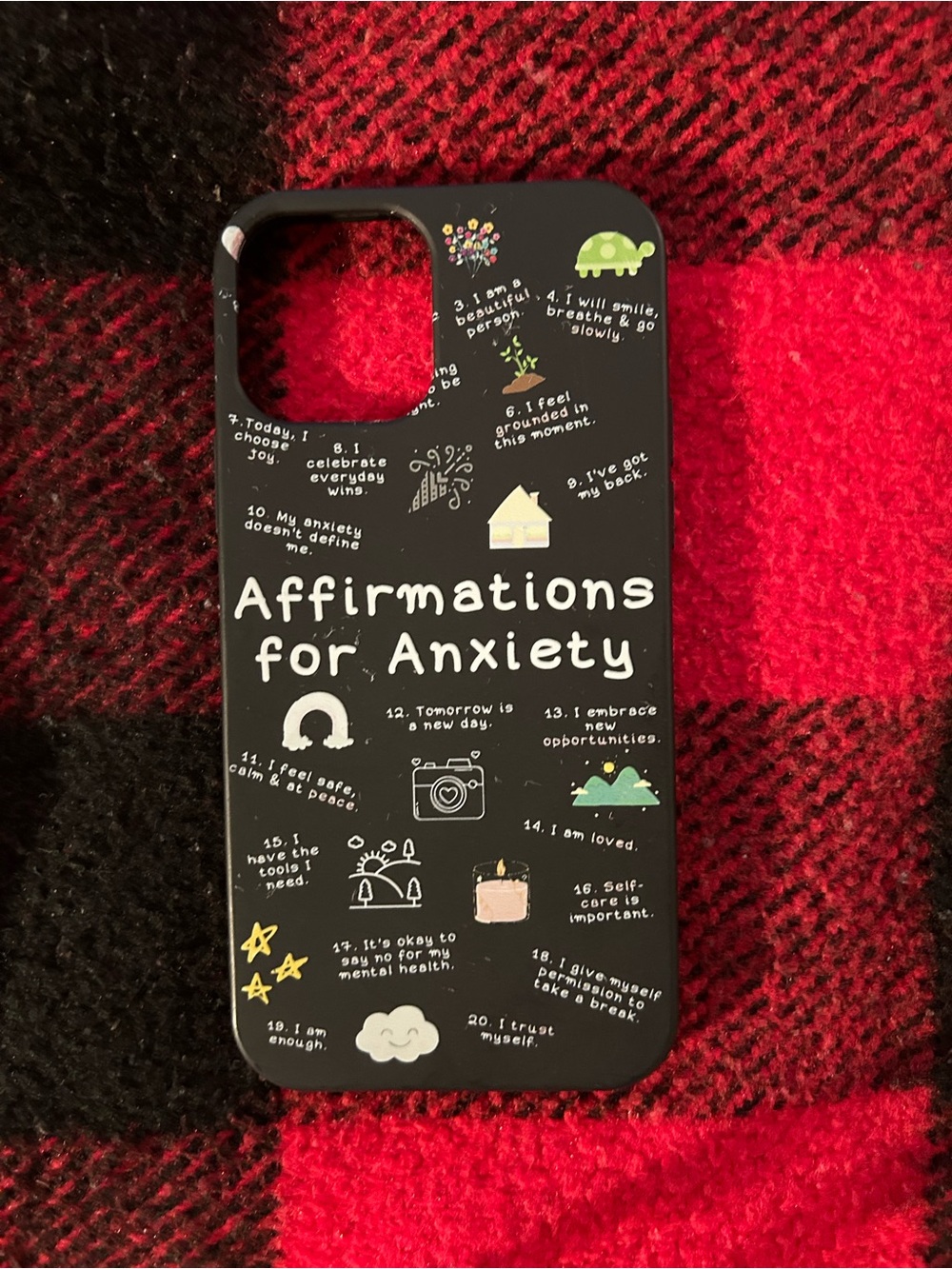 Affirmations for Anxiety Black iPhone 12 Case - Protective Motivational Design